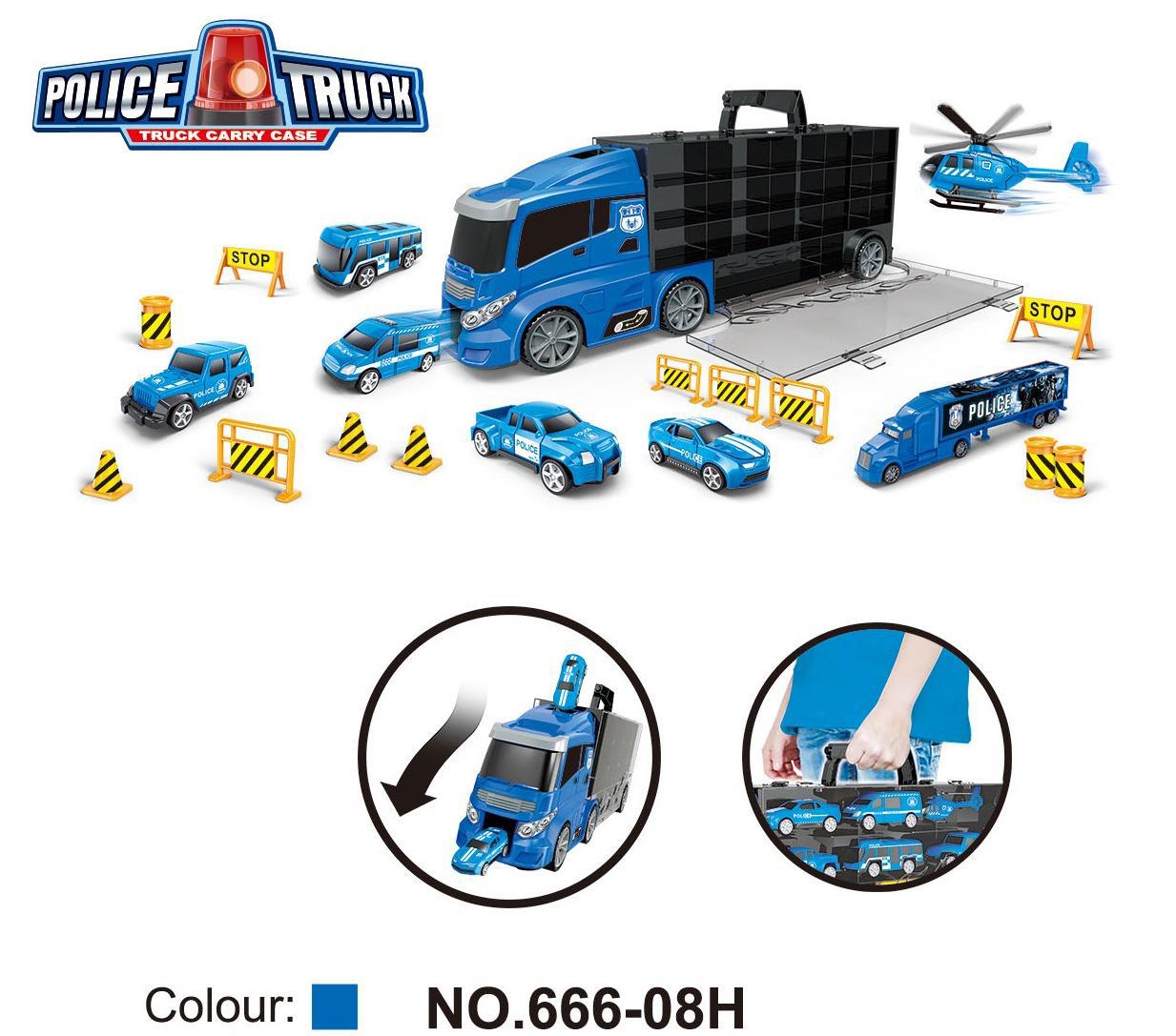 משאית עם רכבים כחולה  גדולה