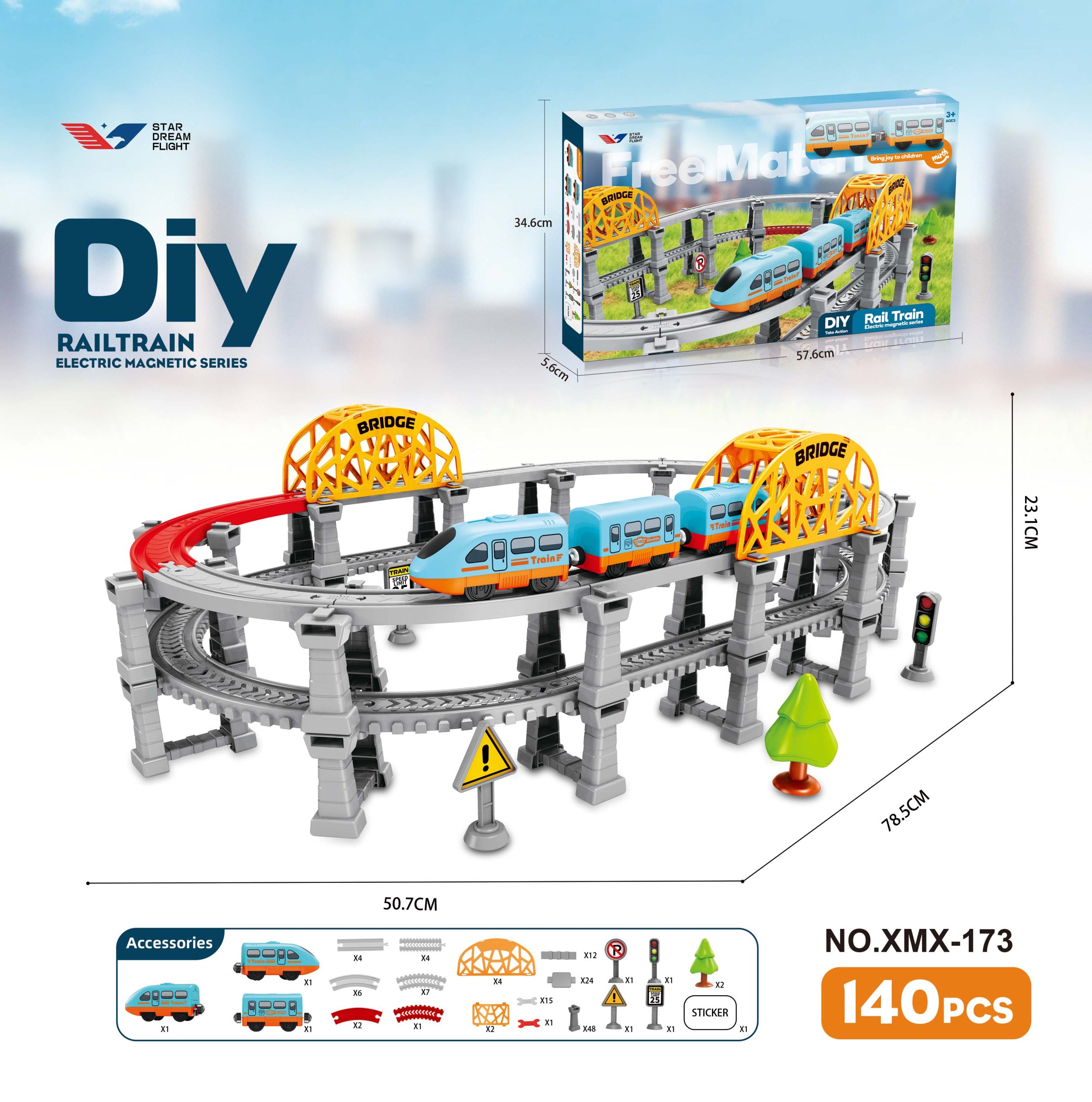 סט רכבת חשמלית עם מסילה מוגבהת – 140 חלקים (173)