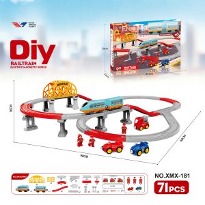 סט רכבת חשמלית עם מסלול, גשר ורכבי הצלה – 71 חלקים (181)